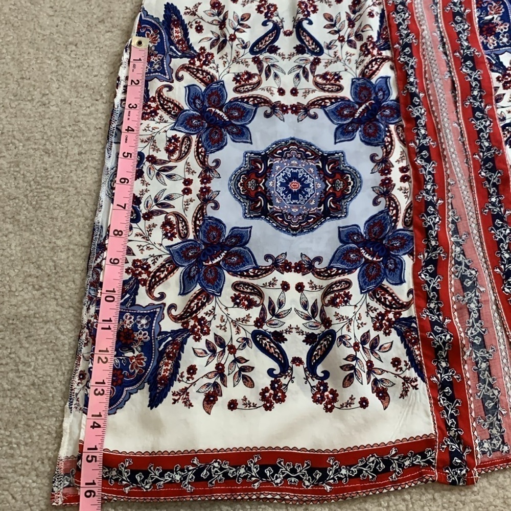 Maurices Floral Boho Kimono Women Medium Red White Blue - Picture 7 of 9